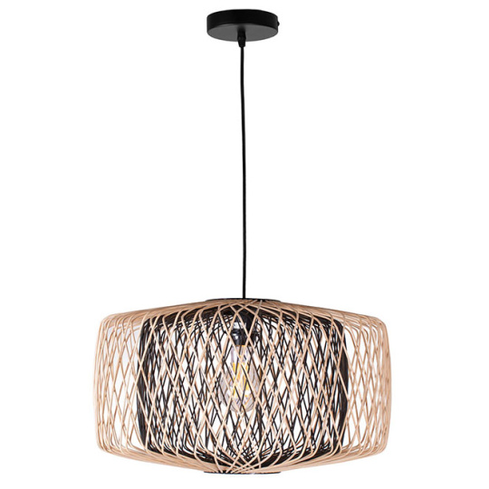 Pendant light BAMBOO D.49cm 1xE27 in black and natural bamboo