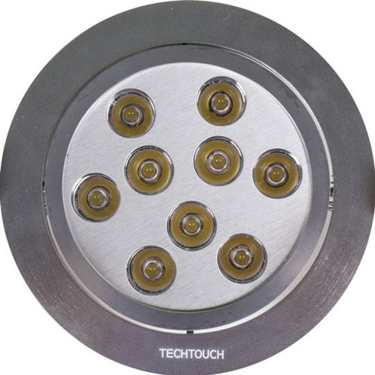 Downlight Empotrable RED redondo rotativo 9x1W LED 504lm 30° Al.0,3xD.13,5cm Niquel