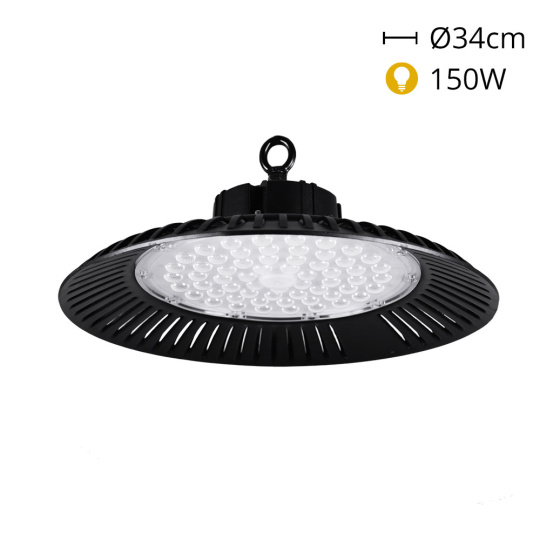 Campana ECOVISION IP65 1x150W LED 12000lm 6400K 90° Al.12xD.34cm Negro