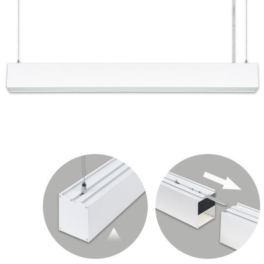 Barra suspensa LINEX B2 120cm 1x40W LED 3200lm 4000K 110° C.119,8xL.5,8xAlt.Reg.cm Branco