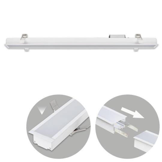 Barra encastrar LINEX B2 120cm 1x40W LED 3200lm 6400K 110° L.121,5xAn.6,5xAl.3,5cm Blanco