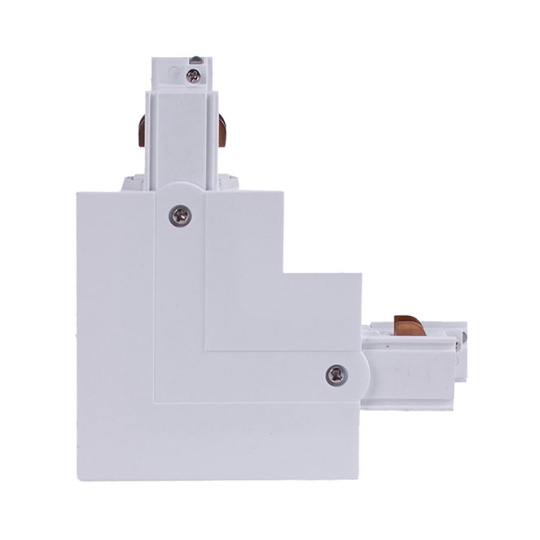 Right "L" shaped connector for LINE PRO recessed track (4 wires) in white aluminum