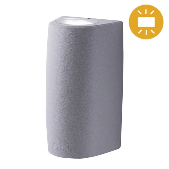 Aplique MARTA 2xGU10 6W botão CCT (2cores) IP55 C.9,2xL.8xAlt.17cm resina cinza