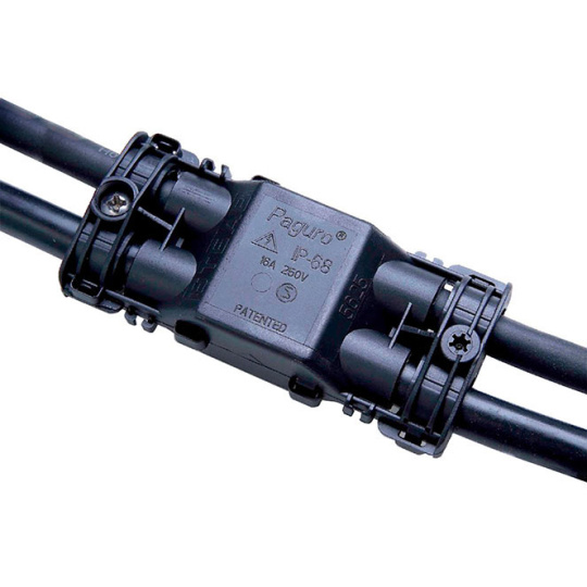 IP68 junction device w/ cord anchorage, 4 ways, for rubber cables D.external=6,5..12mm, black Nylon