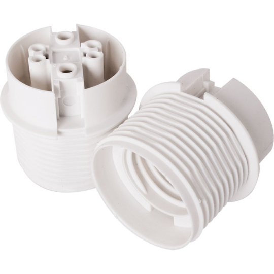 Portalámparas E27 termoplastico blanco 2 piezas liso semiroscado