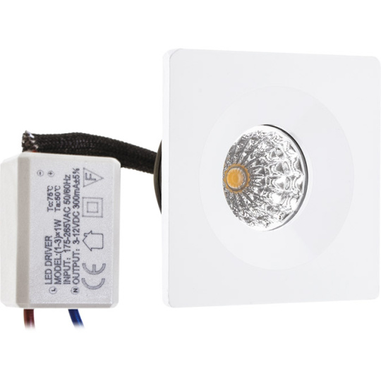 Downlight Empotrable CENTIMO cuadrado fijo 1x1W LED 65lm 4000K L.4,6xAn.4,6xAl.0,3cm Blanco