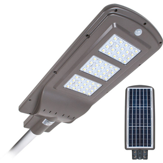 Aplique Solar STREET con sensor IP65 1x60W LED 1500lm 6000K L.25xAn.62,5xAl.7cm Gris