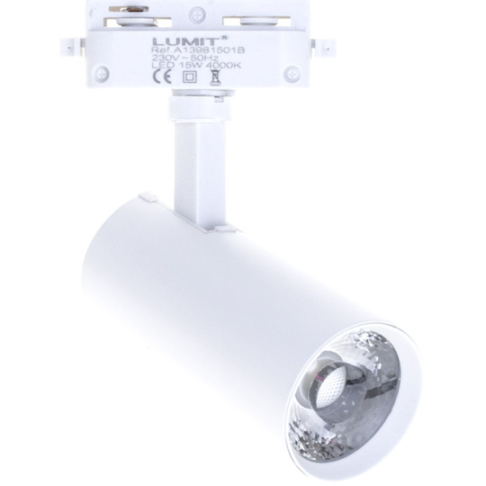 Foco para Carriles ADONIS (2 hilos) 1x15W LED 1400lm 4000K 24° L.8,2xAn.6xAl.18,5cm Aluminio Blanco