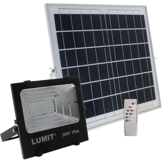 Proyector Solar JUNOT IP66 1x30W LED 600lm 6500K L.33,5xAn.11xAl.29cm Negro (2cx)