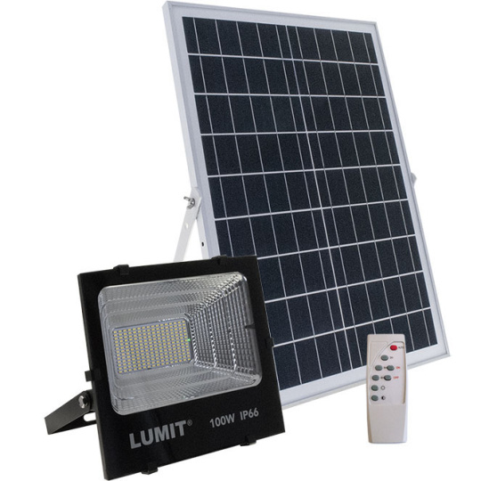 Proyector Solar JUNOT IP66 1x100W LED 1300lm 6500K L.28,5xAn.9xAl.25cm Negro (2cx)