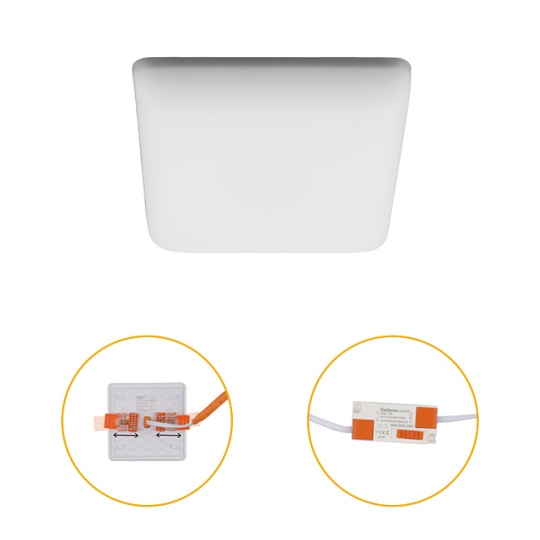 Foco de encastrar RUPIA CCT quadrado 10W LED 1000lm 3000-4000-6500K C.9,2xL.9,2xAlt.2cm branco