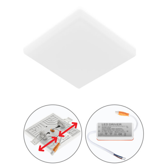 Downlight RUPIA square 1x12W LED 1080lm 4000K 120° L.8,5xW.8,5xH.1,5cm White