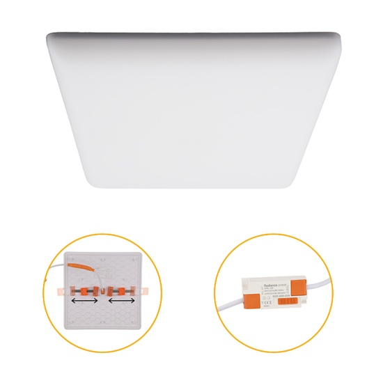 Foco de encastrar RUPIA CCT quadrado 24W LED 2600lm 3000-4000-6500K C.17,5xL.17,5xAlt.2cm branco