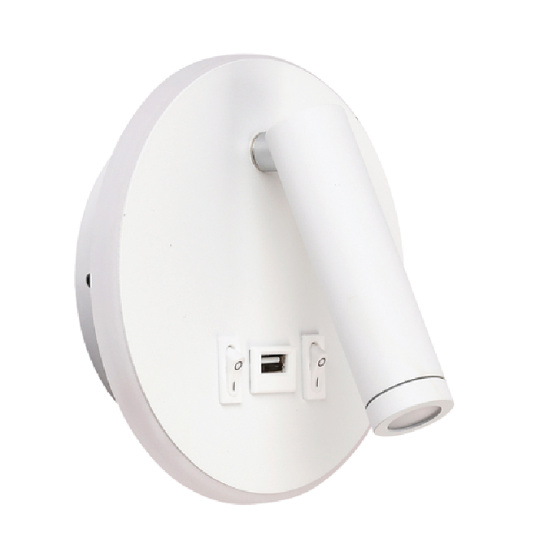 Aplique MATSYS 11W LED 657lm 3000K, porta USB C.9xL.4xAlt.120cm branco