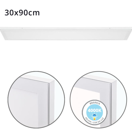 Panel superficie VOLTAIRE 30x90 72W LED 5760lm 4000K 120° C.90xL.30xA.2,3cm Blanco