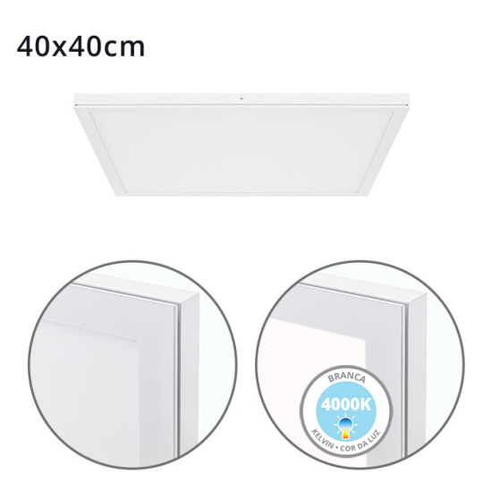 Surface Mounted Panel VOLTAIRE 40x40 36W LED 2880lm 4000K 120° W.40xW.40xH.2,3cm White