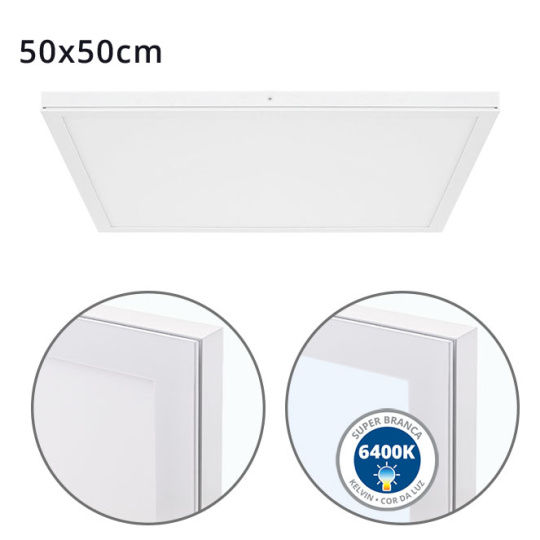Panel superficie VOLTAIRE 50x50 48W LED 3840lm 6400K 120° C.50xL.50xA.2,3cm Blanco