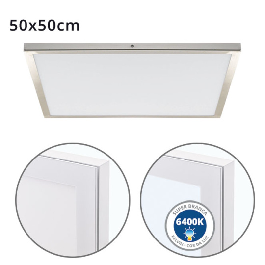 Panel de superficie VOLTAIRE 50x50 48W LED 3840lm 6400K 120° C.50xL.50xA.2,3cm Niquel