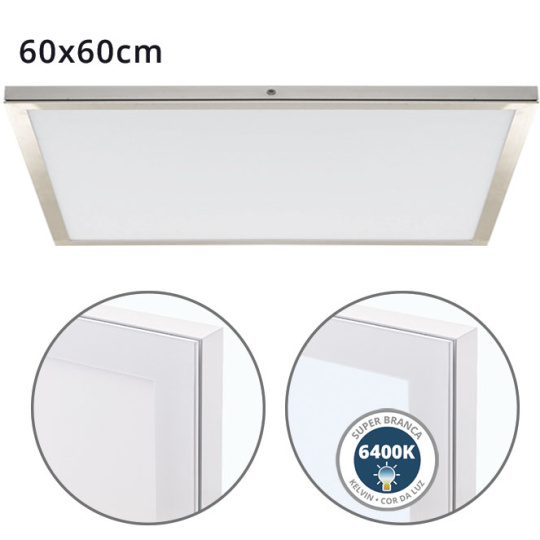 Panel de superficie VOLTAIRE 60x60 48W LED 3840lm 6400K 120° C.60xL.60xA.2,3cm Niquel