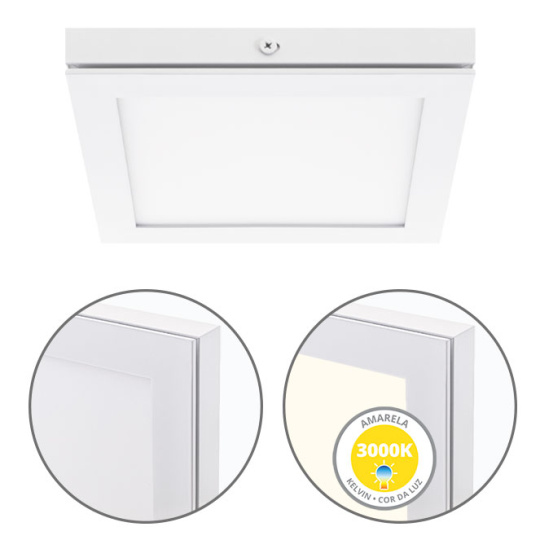 Panel superficie TOLSTOI 17x17 12W LED 720lm 3000K 120° C.17xL.17xA.2,3cm Blanco