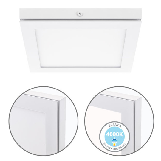 Surface Mounted Panel TOLSTOI 17x17 12W LED 720lm 4000K 120° W.17xW.17xH.2,3cm White