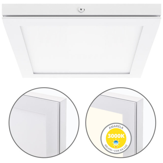 Surface Mounted Panel TOLSTOI 22,5x22,5 18W LED 1080lm 3000K 120° W.22,5xW.22,5xH.2,3cm White