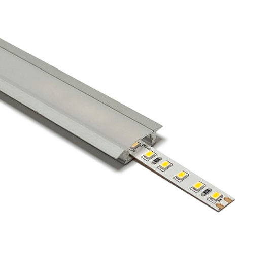 Perfil con alas para tira LED con difusor opalino (para empotrar) An.24.7x Al.7mm