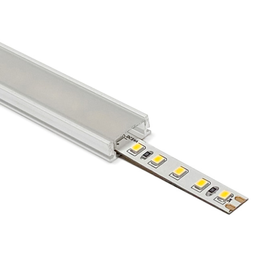 White Profile for LED strip without tabs with opaline diffuser W.17.4xH.7mm