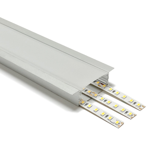 Calha com abas para fita LED com difusor opalino (para embutir) L.55x Alt.20mm