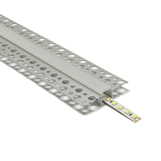 Calha de pladur para fita LED com difusor opalino L.55x Alt.14mm