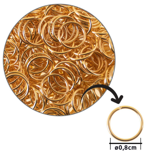 Brass ring D.0,8cm gold (bag 1000pc)