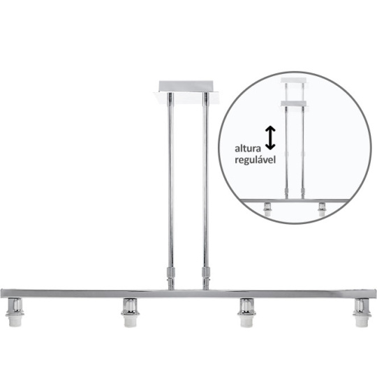 Frame for Ceiling Lamp SYDNEY 4xE14 L.75xW.12xH.Reg.cm Chrome