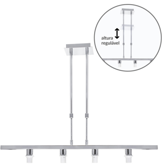 Armazón para Lámpara de Techo SYDNEY 4xE14 L.75xAn.12xAl.Reg.cm Cromo