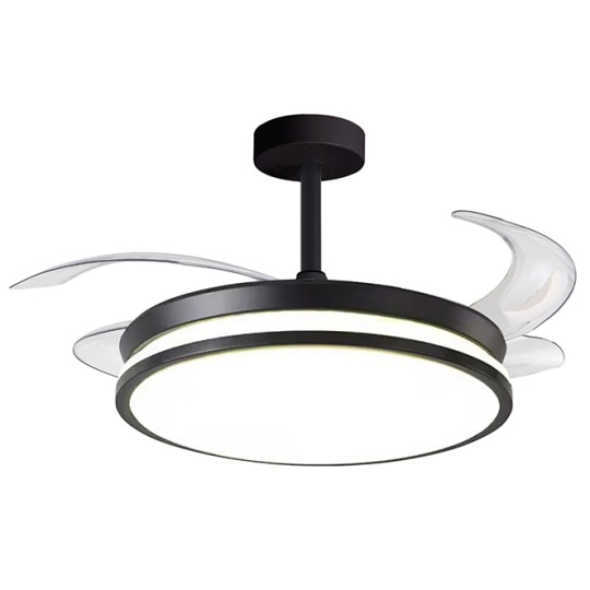 Ceiling fan DC DUNE ECO black, 4 retractable blades, 72W LED 3000|4000|6000K, H.30/40xD.108/50cm