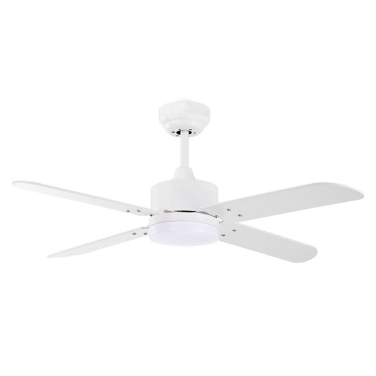 Ceiling fan DC KENIA white, 4 reversible blades, 18W LED 3000|4000|6500K, H.40xD.107cm