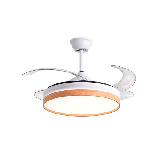 Ceiling fan DC COSMOS MINI white/beech, 4retractable blades, 48W LED 3000|4000|6000K, H.35xD.91/40cm