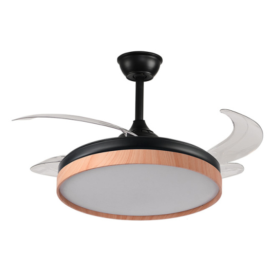 Ceiling fan COSMOS black/beech 4 retractable blades 72W LED 3000|4000|6000K H.35xD.108/50cm