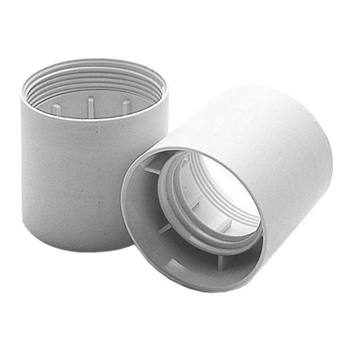 White plain outer shell with reduced thickness for E27 3-pieces lampholder, in thermoplastic resin