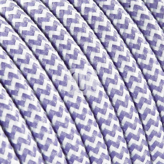 Flexible round fabric covered electrical cable H03VV-F 2x0,75 D.6.2mm white lilac TO104