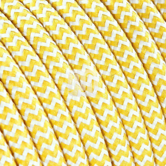 Cable eléctrico cubierto con tela redonda flexible H03VV-F 2x0,75 D.6.2mm blanco/amarillo TO108