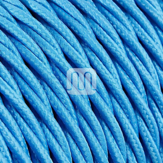 Twisted fabric covered electrical cable H05V2-K FRRTX 2x0,75 D.5.8mm turquoise TR9