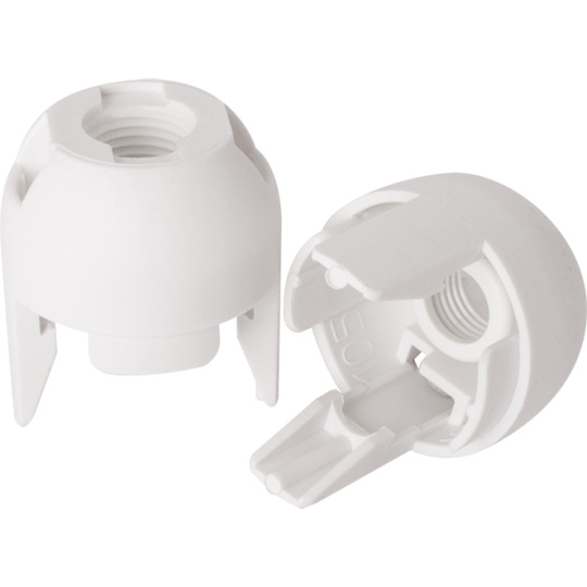 Capuchón blanco termoplastico p/ portalámparas E14 de 2 piezas roscado (M10x1) y tope