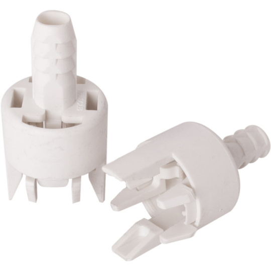 Capa branca para suporte E14 de 2-peças com bucha com serra cabos integrado, em resina termoplástica
