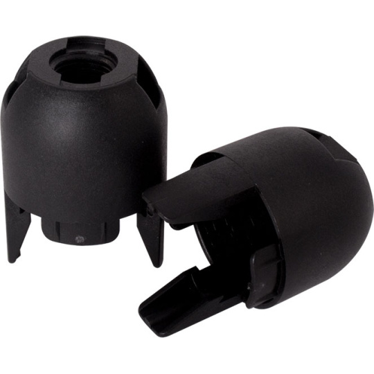 Capa preta para suporte E14 de 2-peças com rosca (M10x1), Alt.21mm, em resina termoplástica