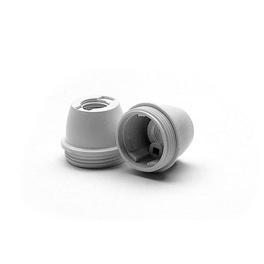 Capa branca para suporte E14 de 3-peças com rosca (M10x1) e batente, em resina termoplástica