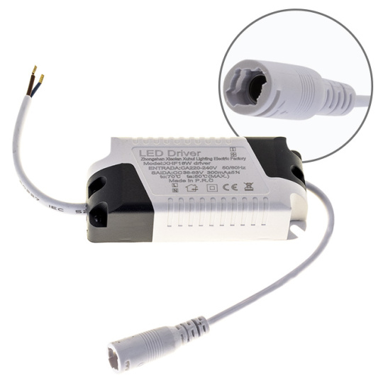 Constant current plug-in led driver AC/DC 300mA, in plastic