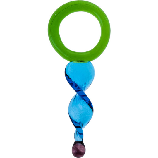 Argola de vidro 7,5xD.3cm verde/azul