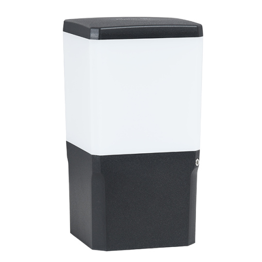Farola VIRGILIO 1xE27 11W con pulsador CCT (3colores) IP55 L.13,1xAn.13,1xAl.25cm resina negra