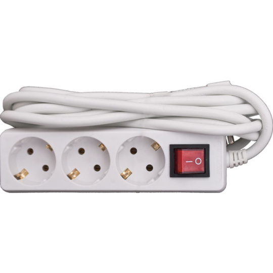 Extensão eléctrica com 3 tomadas schuko com interruptor, 1,5m