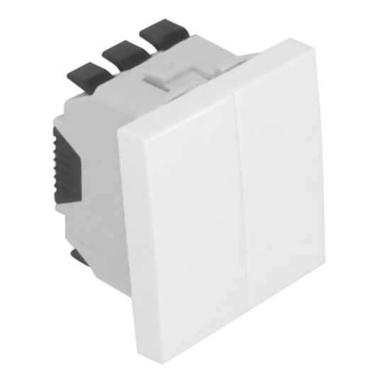 Doble Interruptor QUADRA45 (2 módulos) 10AX 250Vac en blanco mate